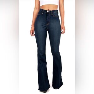 Vibrant high waisted dark wash jeans